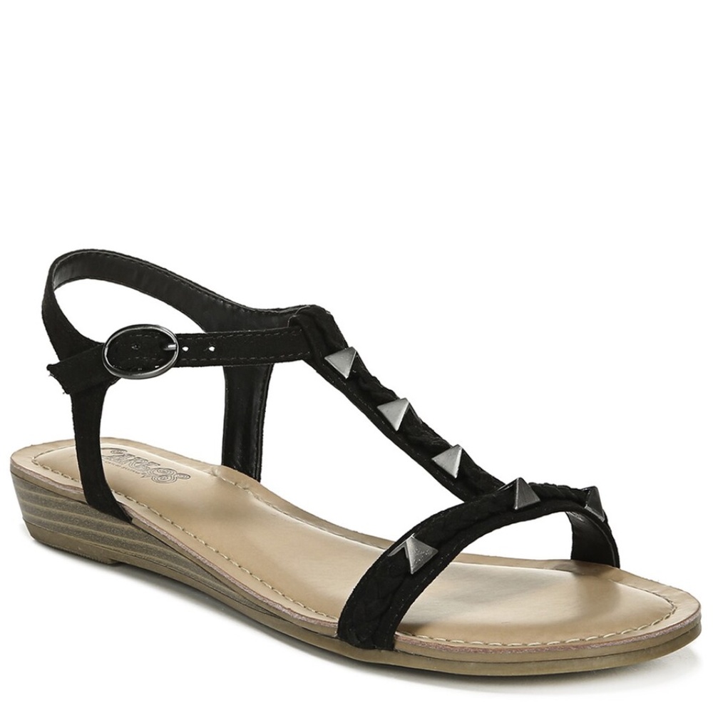 Pyramid Studs T Strap Gladiator Demi Wedge Sandals